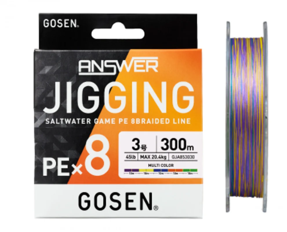 Gosen Answer Jigging PE X8 - PE 0,8 - 200m - 0.148mm - Multi Color Prémium
