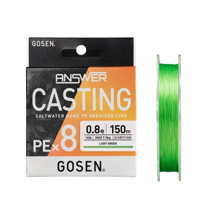 Azonnal elérhető Gosen Answer Casting PE X8 - PE 1.5 - 150m - 0.205mm - Light Green
