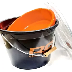 Gyors szállítás ROK FISHING KEREK VÖDÖR + TÁLCÁVAL + TETŐVEL FEKETE/NARANCS - 13L