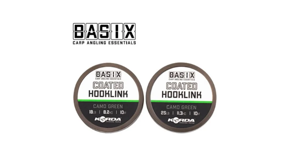 Prémium KORDA BASIX COATED HOOKLINK FONOTT ELŐKEZSINÓR BEVONATTAL 10M