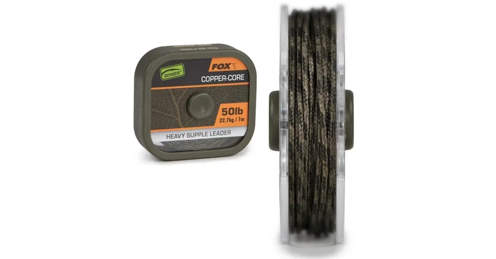 Legkelendőbb FOX EDGES COPPER-CORE HEAVY SUPPLE LEADER 50LB 7M